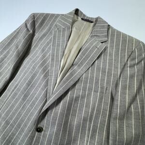 Patrick James Reserve 46L Tan Stripe Sport Coat Silk Linen Wool Blazer Italy